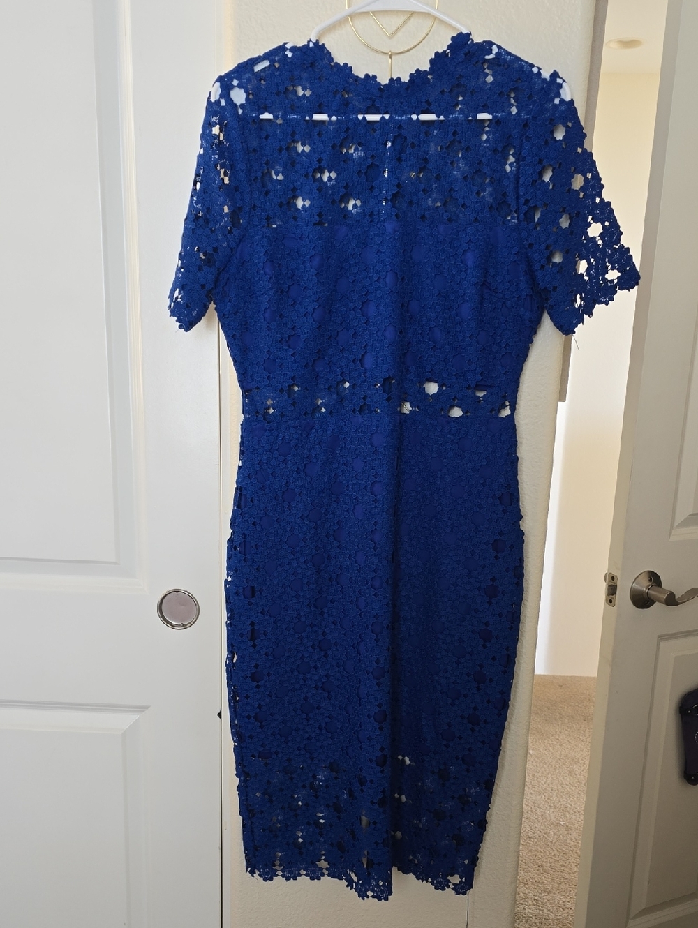Lulu's Cobalt Blue Lace Midi Dress
